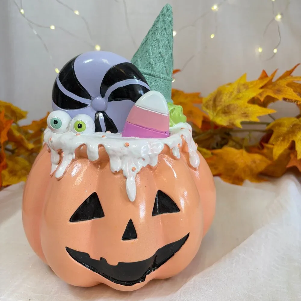 Jack-o-Lantern Figure Summerween Pastel Candy Ice Cream 9 inch Halloween NEW - Picture 3 of 6